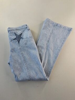 PTCL Ethical Clothing Star Back Flare Leg Jeans Light Wash Size 29